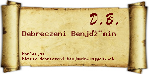 Debreczeni Benjámin névjegykártya